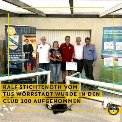 Club 100 Ehrung von Ralf Stichtenoth Ralf Stichtenoth ist in den Club 100 aufgenommen worden