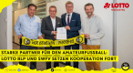 v.l.n.r.: Michael Monath (SWFV-Verbandsdirektor), Jürgen Häfner (Geschäftsführer Lotto Rheinland-Pfalz), Thomas Bergmann (SWFV-Präsident) und Dirk Martin (Prokurist Lotto Rheinland-Pfalz) bei der Vertragsunterzeichnung