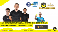 Die Schiedsrichter v.l.n.r: Kacper Spychala (SR-Assistent), Benedikt Steitz (Schiedsrichter), Felix Zirbel (SR-Assistent) und Carsten Gassmann (4. Offizieller)
